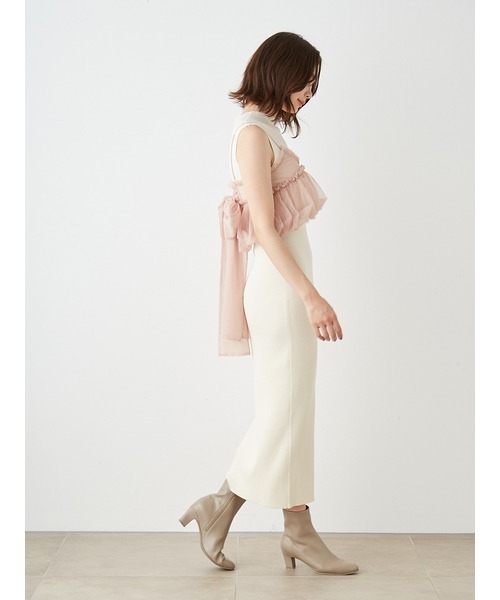 SNIDEL ノースリーブ ニットワンピース グレー SNIDEL（スナイデル）の「ノースリフロントボタンニット