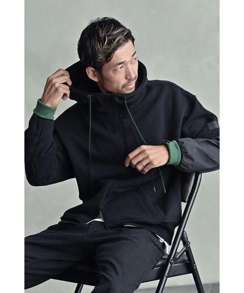 パーカー UNISEX　異素材ジップフーディー レディース