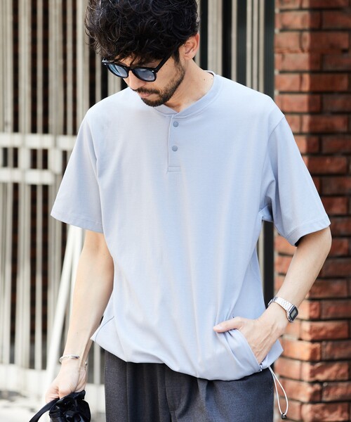 美品　プリーツプリーズ　リブプリーツベーシックス　Tシャツ　カットソー FREAK'S STORE（フリークスストア） ヘンリーネック uvカット tシャツ