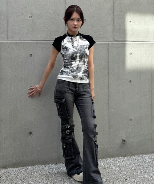ZIPPER CLUB ジーンズ デニム デニムパンツ wash design belt flare