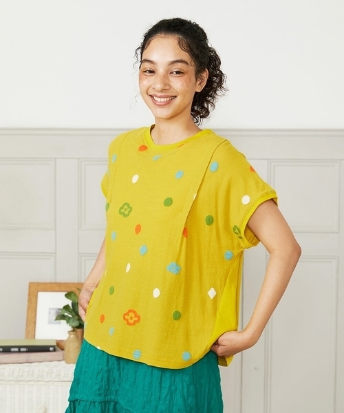 tシャツ Rombo 幾何調柄ジャカードカットソー レディース