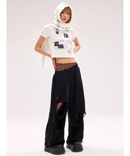 スウェットパンツ ジャージ CFIERCE/フィアス/TATTERED SWEATPANTS レディース_3