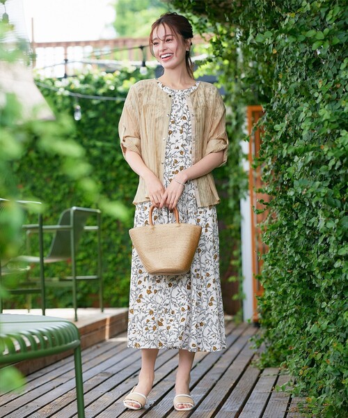 Tiaclasse シャツワンピース リーフフラワー柄ワンピース : ZOZOTOWN