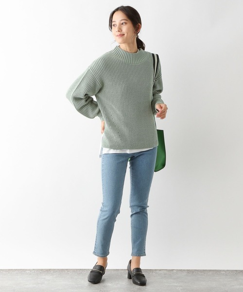 「GLOBAL WORK」 スキニーデニムパンツ LARGE ネイビー レディース