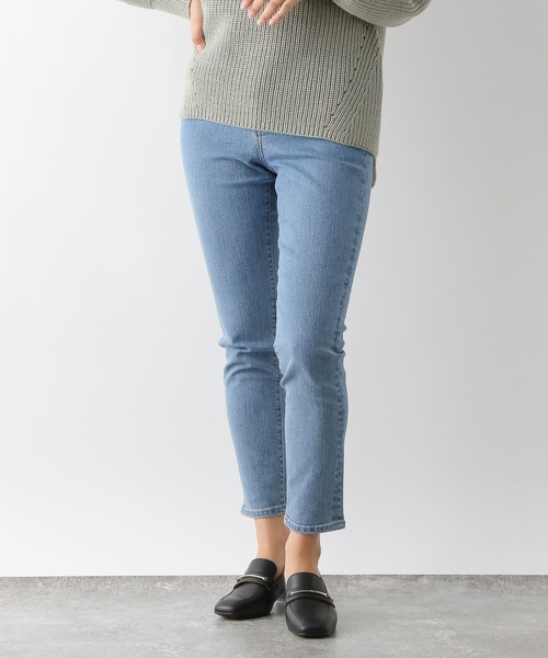 「GLOBAL WORK」 スキニーデニムパンツ LARGE ネイビー レディース