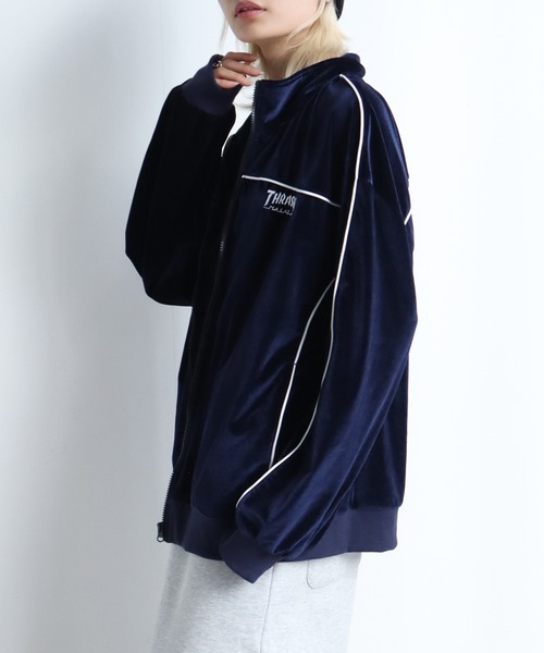 THRASHER ジャージ 「THRASHER/スラッシャー」パイピングベロア