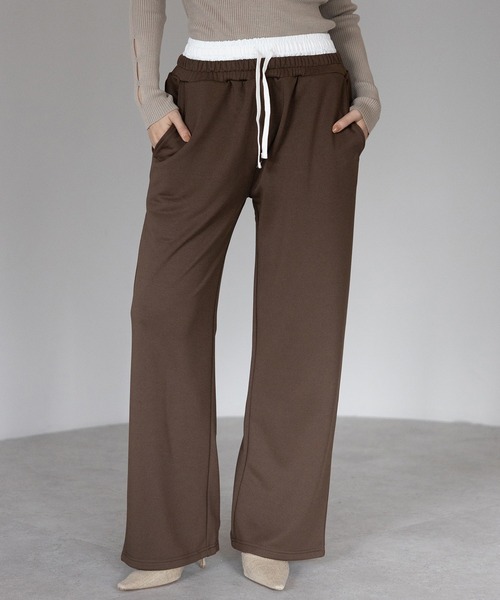ENC スウェットパンツ ジャージ double waist straight sweat pants