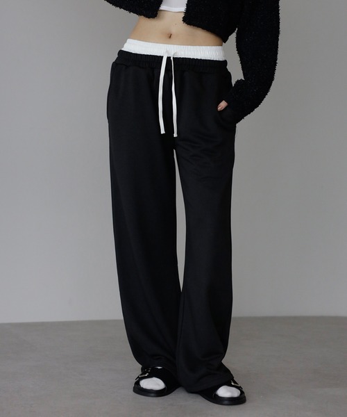 ENC スウェットパンツ ジャージ double waist straight sweat pants