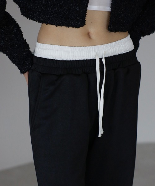 ENC スウェットパンツ ジャージ double waist straight sweat pants
