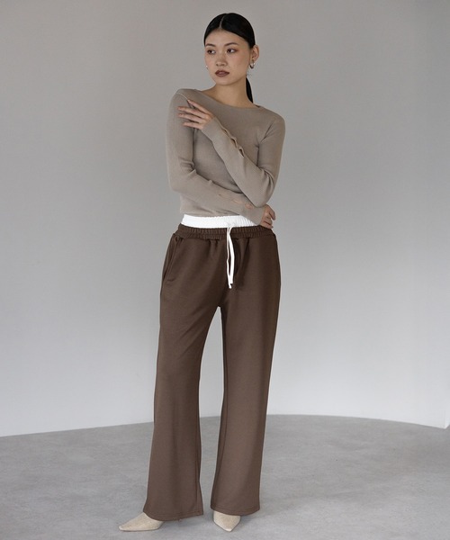 ENC スウェットパンツ ジャージ double waist straight sweat pants