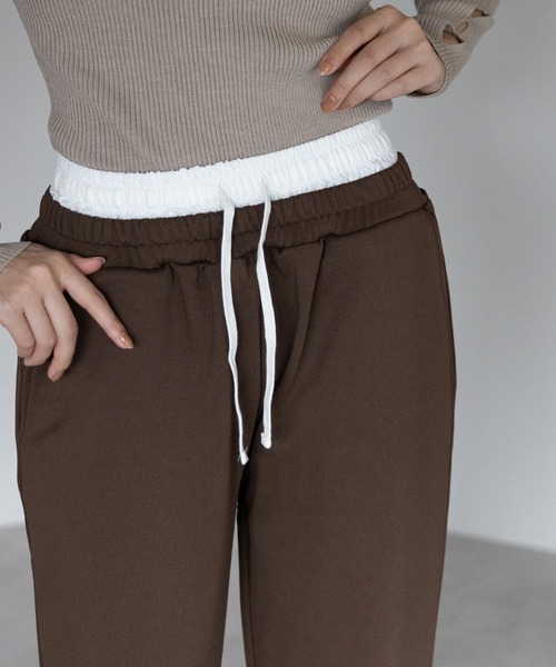 ENC スウェットパンツ ジャージ double waist straight sweat pants