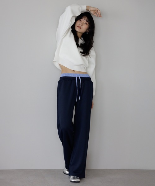 ENC スウェットパンツ ジャージ double waist straight sweat pants