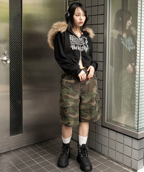 WEGO（ウィゴー） パーカー WEGO/ファーフードショートZIPパーカー