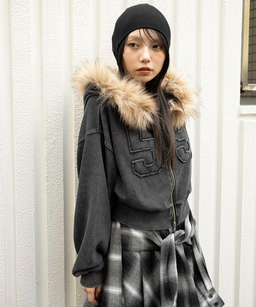 WEGO（ウィゴー） パーカー WEGO/ファーフードショートZIPパーカー