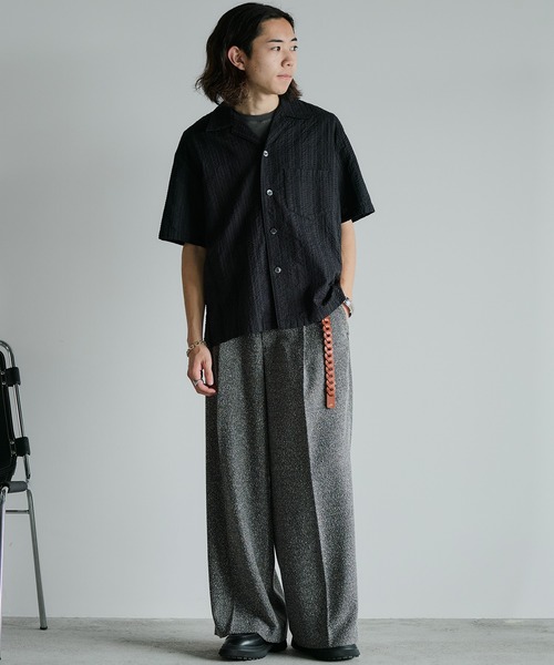 「WYM LIDNM」 半袖シャツ S チャコールグレー メンズ_画像3