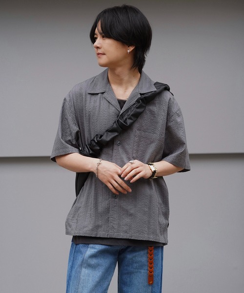 「WYM LIDNM」 半袖シャツ S チャコールグレー メンズ_画像7