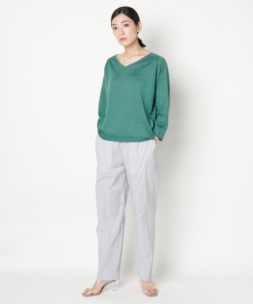 「HELIOPOLE」 Vネックニット 38 ベージュ レディース_画像9