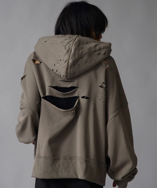 Theater code パーカー Brushed Fleece Distressed Finish Zip-Up