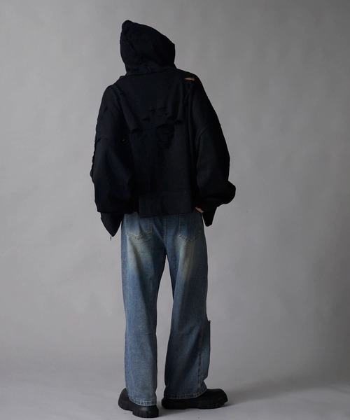 Theater code パーカー Brushed Fleece Distressed Finish Zip-Up