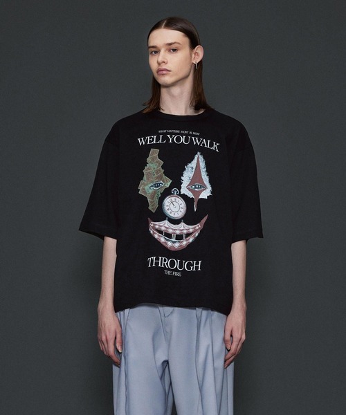 SHAREEF シャリーフ グラフィックプリント 半袖シャツ ブラック 黒 SHAREEF（シャリーフ） 半袖Tシャツ 1 ブラック メンズ : ZOZOTOWN