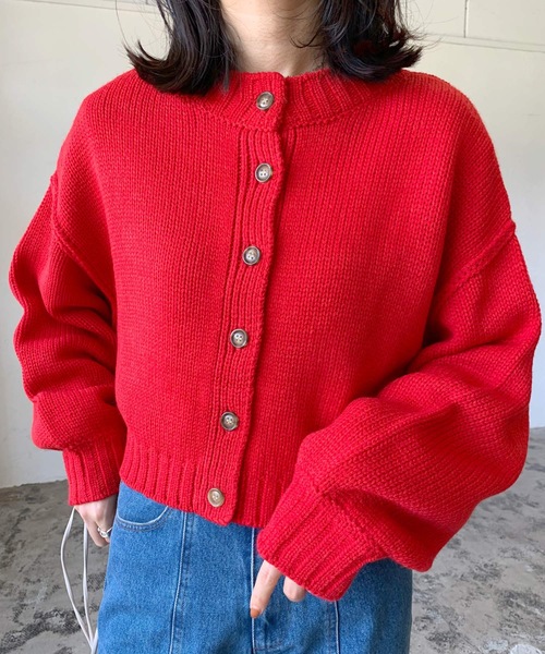 LOUNIE フリンジニットカーディガン レッド　新品未使用 LOUNIE フリンジニットカーディガン レッド 新品未使用 LOUNIE