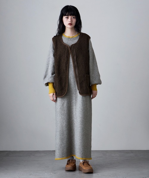 etoll.（エトル） ワンピース バイカラーロングニットワンピース