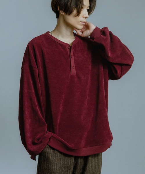 ヘンリーネック tシャツ 細畝 長袖カットソー メンズ レディース