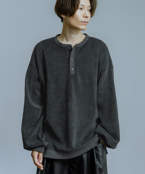ヘンリーネック tシャツ 細畝 長袖カットソー メンズ レディース