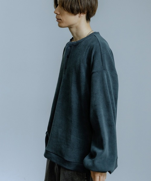 ヘンリーネック tシャツ 細畝 長袖カットソー メンズ レディース