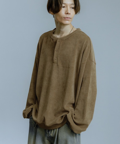 ヘンリーネック tシャツ 細畝 長袖カットソー メンズ レディース