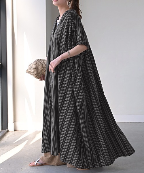 「HUG.U」 半袖ワンピース FREE グレイッシュベージュ レディース_画像4