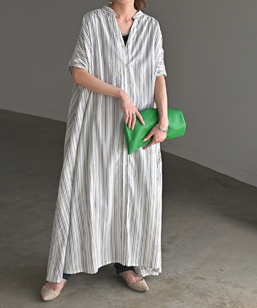 「HUG.U」 半袖ワンピース FREE グレイッシュベージュ レディース_画像5