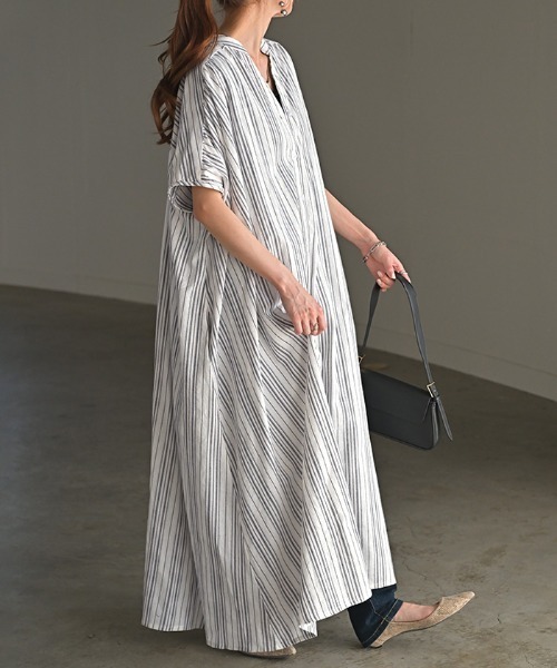 「HUG.U」 半袖ワンピース FREE グレイッシュベージュ レディース_画像7