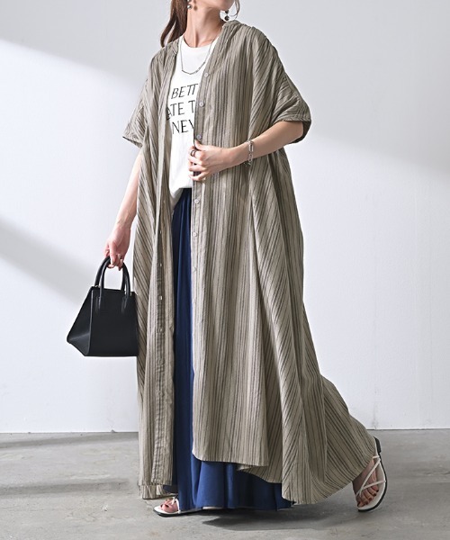 「HUG.U」 半袖ワンピース FREE グレイッシュベージュ レディース_画像8