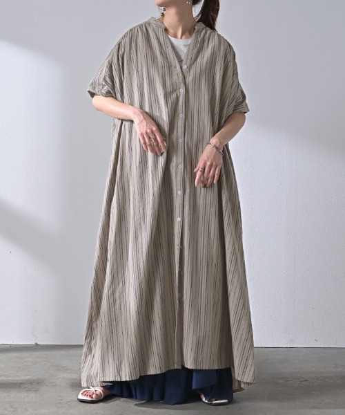 「HUG.U」 半袖ワンピース FREE グレイッシュベージュ レディース_画像9