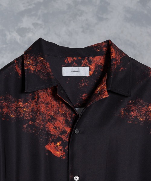 「ADRER」 半袖シャツ LARGE ブラック×ブルー メンズ_画像4