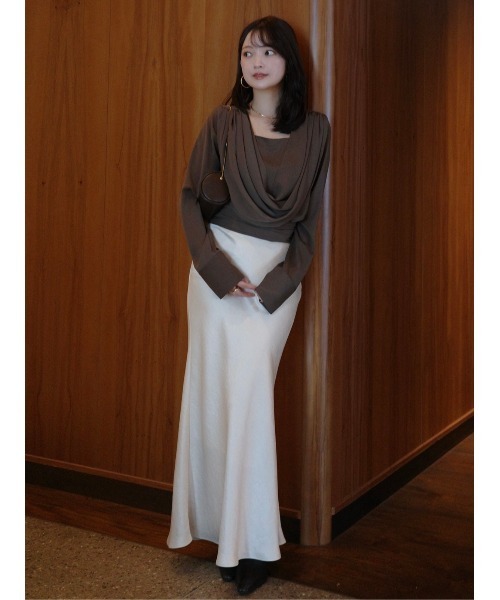 anuans（アニュアンス） ブラウス シャツ パウダーサテンドレープ