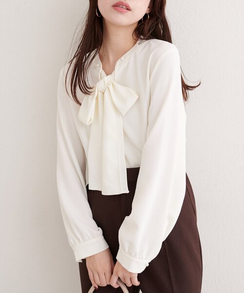 natural couture ブラウス シャツ 2WAYリボンタイブラウス レディース