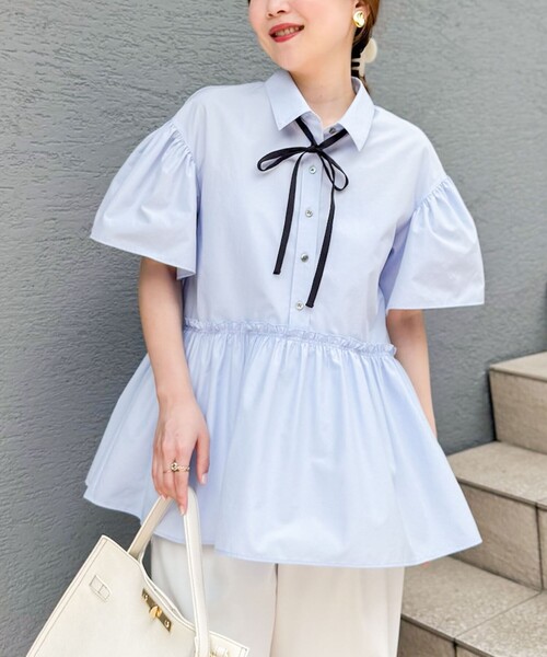 「NOLLEY'S Sophi」 半袖ブラウス 38 サックスブルー レディース_画像6