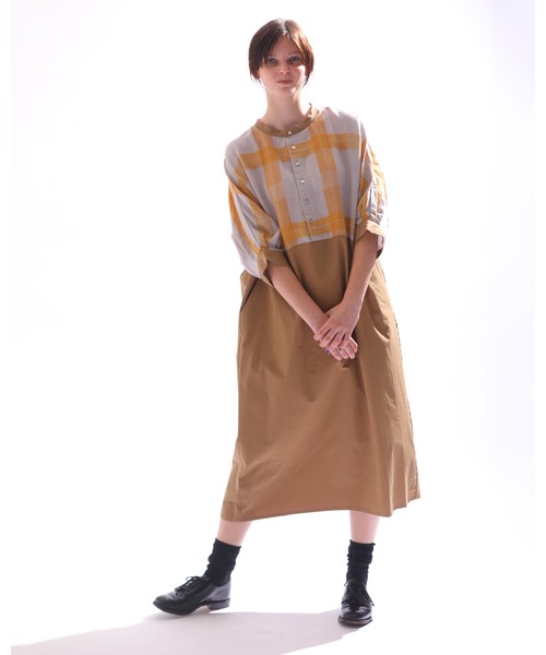 「Kelen」 7分袖ワンピース M カーキ レディース_画像5