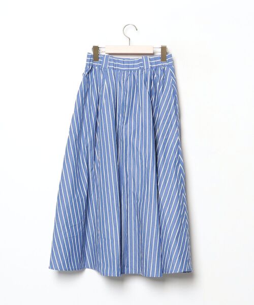 「Simplicite」 ストライプ柄フレアスカート - ネイビー レディース_画像2
