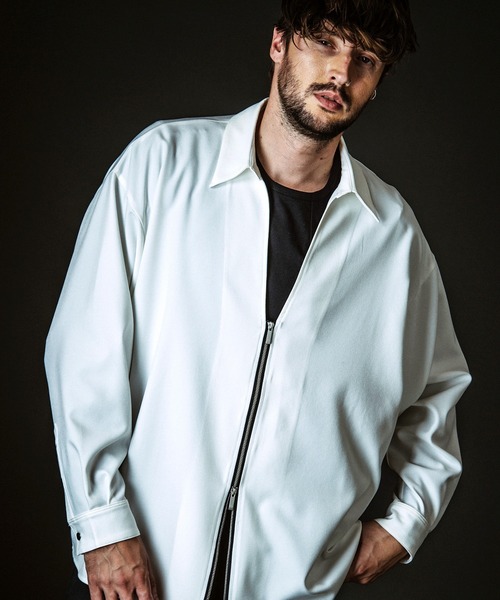 NO ID.（ノーアイディー） シャツ 「NO ID.」V-Neck Zip Big Shirt / V