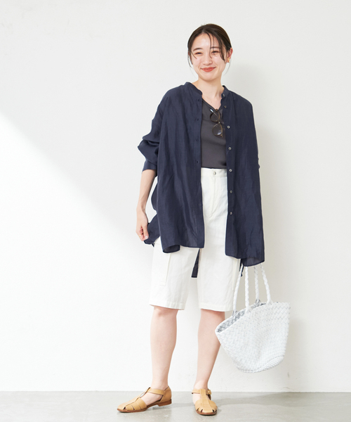 「IENA」 長袖ブラウス 36 ネイビー レディース_画像3