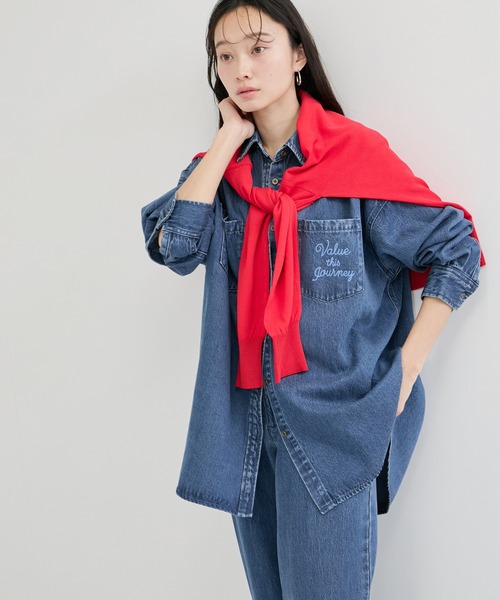 LE CERCLE par rope' ブラウス シャツ 刺繍入りデニムシャツ