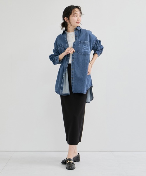 どっと刺繍生地　デニムシャツ　婦人服　新品 WOMEN】 OHANA刺繍デニムシャツ