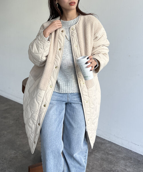 「Chez toi」 ノーカラーコート FREE ブラック レディース_画像5