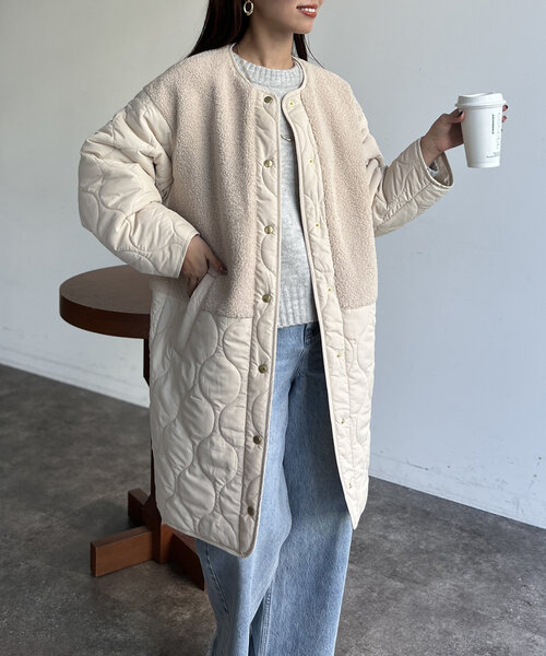 「Chez toi」 ノーカラーコート FREE ブラック レディース_画像6