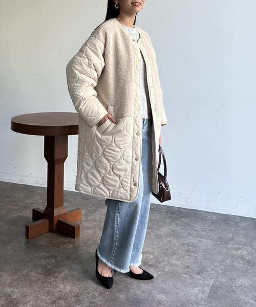 「Chez toi」 ノーカラーコート FREE ブラック レディース_画像7