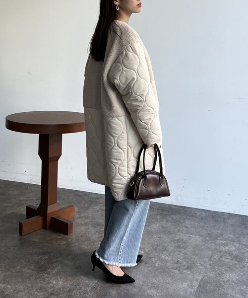 「Chez toi」 ノーカラーコート FREE ブラック レディース_画像9