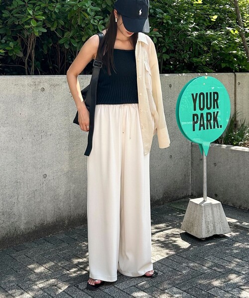 「fredy emue」 イージーパンツ 36 チャコールグレー レディース_画像2